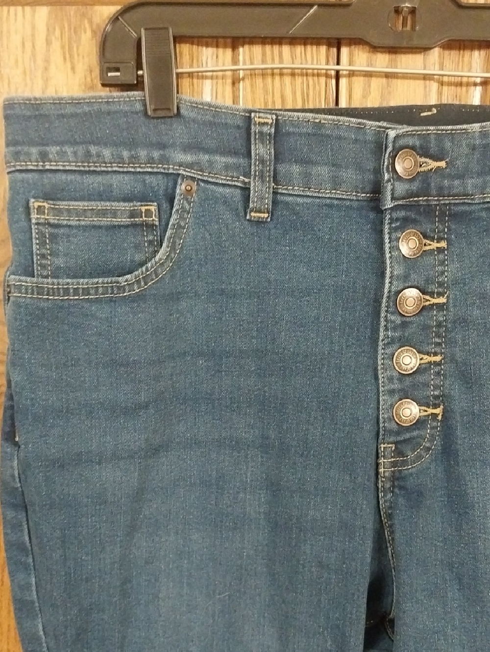 Flare Denim Jeans NWT Sz 18W Med Wash High-Rise Button Close Stretchy Retro Y2K - Picture 6 of 13